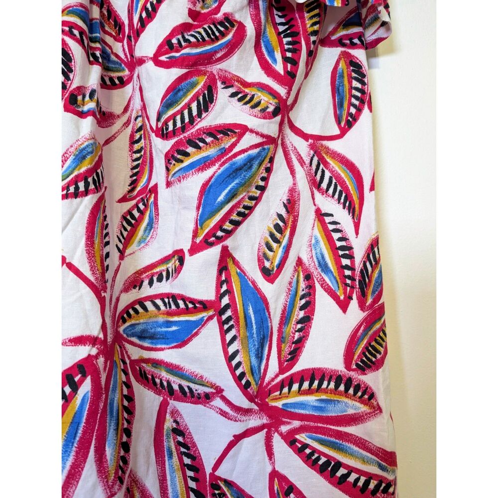 J. Crew One Shoulder Linen Dress XS Floral Resort Coastal Chic Summer Vacation - Picture 5 of 9